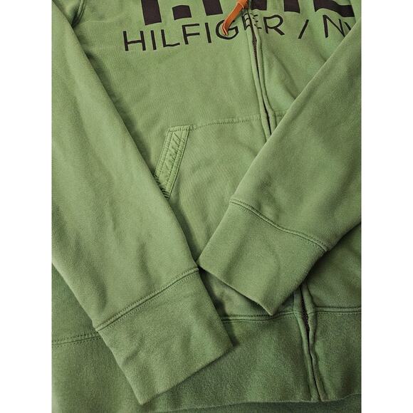Tommy Hilfiger Men's Big Logo Full Zip Hoodie Size XL Green Navy Letters - Picture 8 of 9